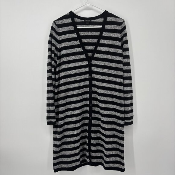 J. Jill Wearever Collection Womens Gray/Black Striped Duster Cardigan Size Small - Picture 2 of 10